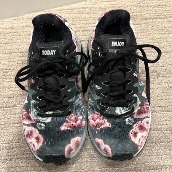 Nike ID custom floral sneaker with rose gold swish